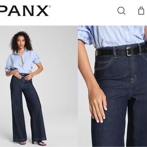 SPANX Wide Leg High-Rise Jeans  Large Dark Indigo 53545 21836R Preppy Business